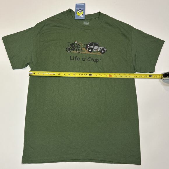 Life Is Crap Shirt Mens Size Large Green Short Sleeve Funny Comic Humor Tee - Picture 9 of 12